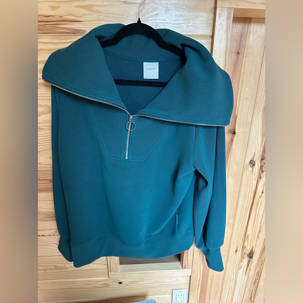 Beautiful varley Teal Zip-Up Sweater with collar. Barely worn.